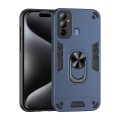 For Tecno Pop 6 Go Shockproof Metal Ring Holder Phone Case(Blue)