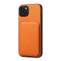 For iPhone 15 Plus D04 Calf Texture Dual Card Slot Holder Phone Case(Orange)