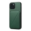 For iPhone 15 D04 Calf Texture Dual Card Slot Holder Phone Case(Green)