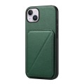 For iPhone 14 Plus D04 Calf Texture Dual Card Slot Holder Phone Case(Green)