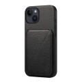 For iPhone 14 D04 Calf Texture Dual Card Slot Holder Phone Case(Black)
