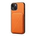 For iPhone 14 D04 Calf Texture Dual Card Slot Holder Phone Case(Orange)