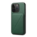 For iPhone 14 Pro D04 Calf Texture Dual Card Slot Holder Phone Case(Green)