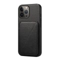 For iPhone 13 Pro Max D04 Calf Texture Dual Card Slot Holder Phone Case(Black)