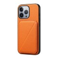 For iPhone 13 Pro D04 Calf Texture Dual Card Slot Holder Phone Case(Orange)
