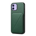 For iPhone 12 D04 Calf Texture Dual Card Slot Holder Phone Case(Green)