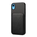 For iPhone XR D04 Calf Texture Dual Card Slot Holder Phone Case(Black)