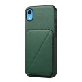 For iPhone XR D04 Calf Texture Dual Card Slot Holder Phone Case(Green)