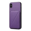 For iPhone XS Max D04 Calf Texture Dual Card Slot Holder Phone Case(Purple)