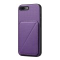 For iPhone 7 Plus / 8 Plus D04 Calf Texture Dual Card Slot Holder Phone Case(Purple)