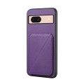 For Google Pixel 8a D04 Calf Texture Dual Card Slot Holder Phone Case(Purple)