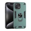 For Xiaomi Mi 11 Lite Shockproof Metal Ring Holder Phone Case(Green)