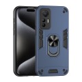 For Xiaomi 12 Lite Shockproof Metal Ring Holder Phone Case(Blue)