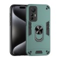 For Xiaomi 12 Lite Shockproof Metal Ring Holder Phone Case(Green)