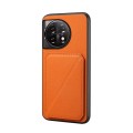 For OnePlus 11 D04 Calf Texture Dual Card Slot Holder Phone Case(Orange)