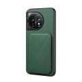 For OnePlus 11 D04 Calf Texture Dual Card Slot Holder Phone Case(Green)