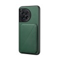 For OnePlus 12 D04 Calf Texture Dual Card Slot Holder Phone Case(Green)