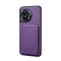 For OnePlus Ace 2 Pro D04 Calf Texture Dual Card Slot Holder Phone Case(Purple)