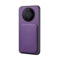 For Huawei Mate 60 D04 Calf Texture Dual Card Slot Holder Phone Case(Purple)