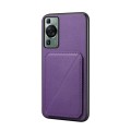 For Huawei P60 / P60 Pro D04 Calf Texture Dual Card Slot Holder Phone Case(Purple)