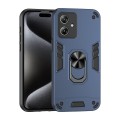 For Motorola Moto G54 EU / Indian Shockproof Metal Ring Holder Phone Case(Blue)