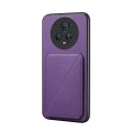 For Honor Magic5 Pro 5G D04 Calf Texture Dual Card Slot Holder Phone Case(Purple)