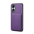 For Honor 90 D04 Calf Texture Dual Card Slot Holder Phone Case(Purple)