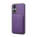 For Honor 90 Pro D04 Calf Texture Dual Card Slot Holder Phone Case(Purple)