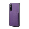 For Sony Xperia 1 V D04 Calf Texture Dual Card Slot Holder Phone Case(Purple)