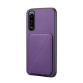 For Sony Xperia 5 III D04 Calf Texture Dual Card Slot Holder Phone Case(Purple)