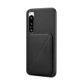 For Sony Xperia 5 IV D04 Calf Texture Dual Card Slot Holder Phone Case(Black)