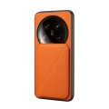 For Xiaomi 14 Ultra D04 Calf Texture Dual Card Slot Holder Phone Case(Orange)