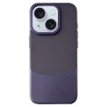 For iPhone 15 Plus Napa Texture PC + Leather Phone Case(Dark Purple)