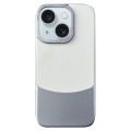 For iPhone 15 Plus Napa Texture PC + Leather Phone Case(Silver)