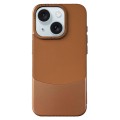 For iPhone 15 Plus Napa Texture PC + Leather Phone Case(Brown)