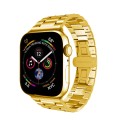 For Apple Watch Series 3 38mm Three-bead Butterfly Buckle Metal Watch Band(Gold)