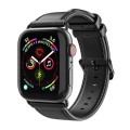 For Apple Watch Series 7 41mm DUX DUCIS Business Genuine Leather Watch Strap(Black)