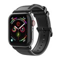 For Apple Watch SE 40mm DUX DUCIS Business Genuine Leather Watch Strap(Black)