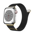 For Apple Watch Series 9 45mm Two Color Milanese Loop Magnetic Watch Band(Black Gold)