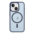For iPhone 15 Plus Metal Button Skin Feel Matte MagSafe Shockproof Phone Case(Dark Blue)
