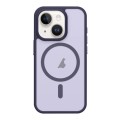 For iPhone 15 Plus Metal Button Skin Feel Matte MagSafe Shockproof Phone Case(Purple)