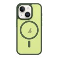 For iPhone 15 Metal Button Skin Feel Matte MagSafe Shockproof Phone Case(Green)
