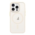 For iPhone 14 Pro Max Metal Button Skin Feel Matte MagSafe Shockproof Phone Case(White)