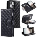 For iPhone 14 Plus Glitter Lattice Zipper Wallet Leather Phone Case(Black)