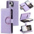 For iPhone 14 Plus Glitter Lattice Zipper Wallet Leather Phone Case(Purple)