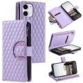 For iPhone 11 Glitter Lattice Zipper Wallet Leather Phone Case(Purple)