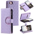 For iPhone 7 / 8 / SE 2022 Glitter Lattice Zipper Wallet Leather Phone Case(Purple)