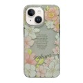 For iPhone 15 Crystal Ice Cooling Shockproof TPU Phone Case(Pink Flower)