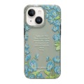 For iPhone 15 Crystal Ice Cooling Shockproof TPU Phone Case(Blue Flower)