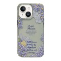 For iPhone 15 Crystal Ice Cooling Shockproof TPU Phone Case(Purple Flower)